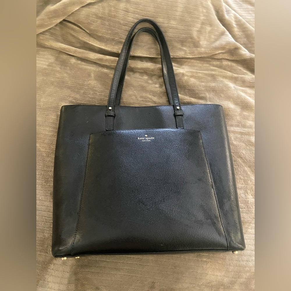 Kate Spade - black leather tote - structured